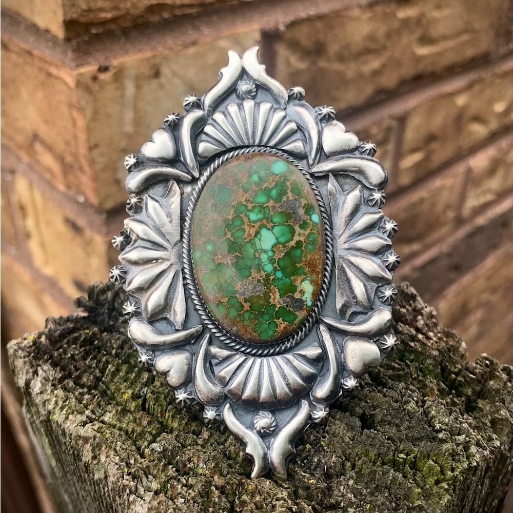 Sterling silver navajo turquoise ring 925 Native American made vintage jewelry